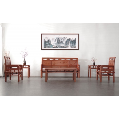 A2203 荷花沙发 缅甸花梨