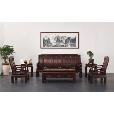 A3015 素面小如意沙发 染料紫檀