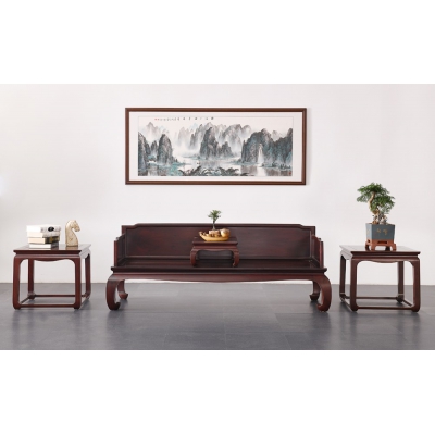 A4215-三围板弯脚沙发-染料紫檀