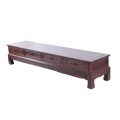 B0615 直腿四抽雕花电视柜 染料紫檀