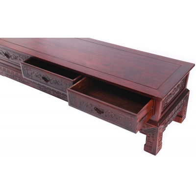 B0621 直腿雕花丝绸电视柜 柬埔寨酸枝