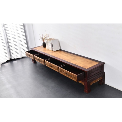 B0621+14-雕花四抽电视柜-柬埔寨酸枝+金丝楠000