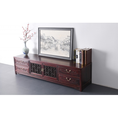 B0703 万字纹电视柜 缅甸花梨