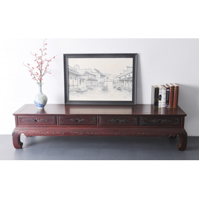 B1115 花开富贵电视柜 染料紫檀