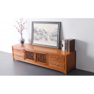 B0703 万字纹电视柜 缅甸花梨