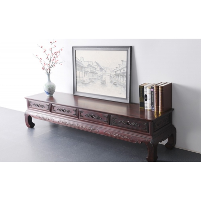 B1115 花开富贵电视柜 染料紫檀