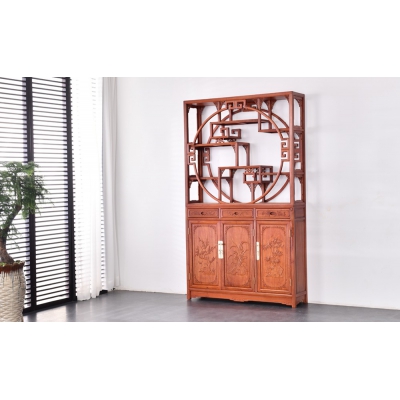 G0303-隔厅柜（雕花）-缅甸花梨