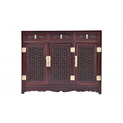 Q0415 三门鞋柜 染料紫檀