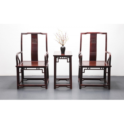 K2601-夔纹扶手官帽椅-交趾黄檀