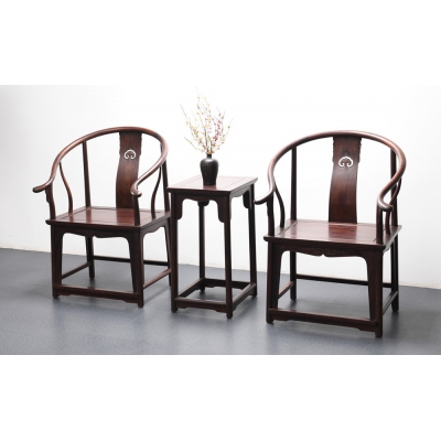 K2915-圈椅带几-染料紫檀