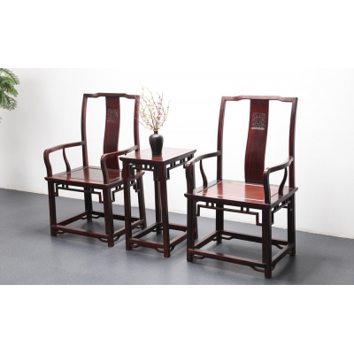 K2601-夔纹扶手官帽椅-交趾黄檀