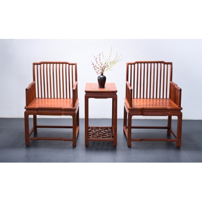 K3103-梳背椅带几-缅花