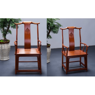 K3203 四出头官帽椅（单件） 缅甸花梨