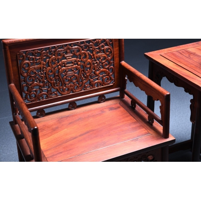 K3302 雕花椅带几 巴里黄檀