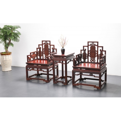 K3402-宝座椅带几-巴里黄檀