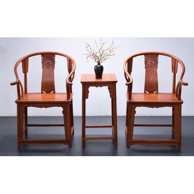 K5003 背雕麒麟圈椅带几 缅甸花梨