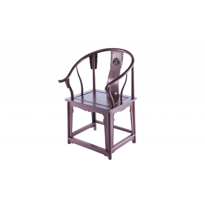 K5015-背雕麒麟圈椅带几-染料紫檀