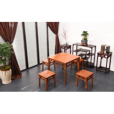 E2703 方桌带凳 缅花