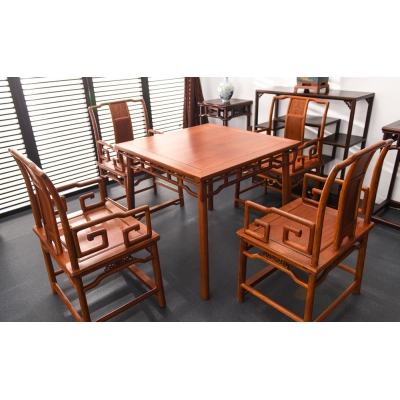 E4303-苏式南官帽椅配方桌-缅花