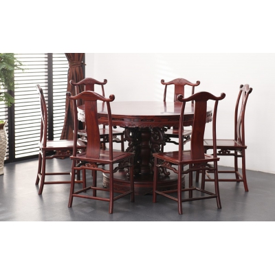 E1302 1.28M圆餐桌带椅 巴里黄檀