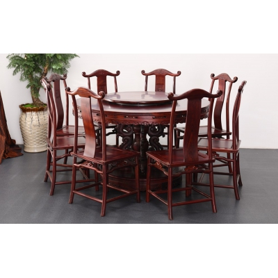 E1402 1.38M圆餐桌带椅 巴里黄檀