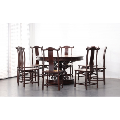 E1421+14 1.38M圆餐桌带椅 柬酸+金丝楠