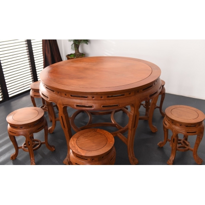 E2003 圆餐桌带凳 缅花