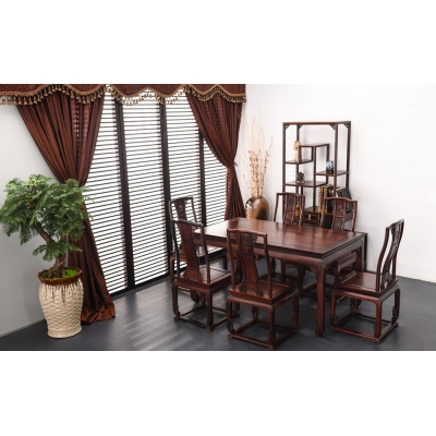 E0215-如意腿餐桌--染料紫檀