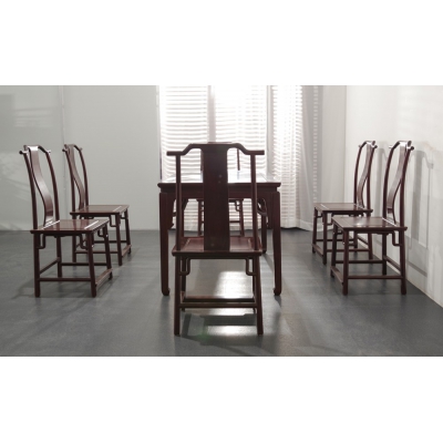 E0415 新明式霸王枨餐桌 染料紫檀