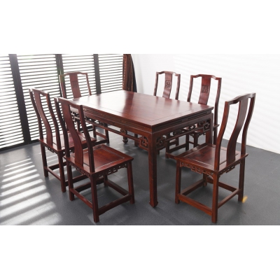 E2303 马蹄足餐桌带椅 缅花