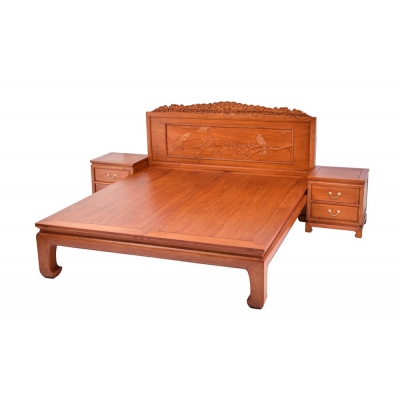 L0103 雕花床 缅甸花梨