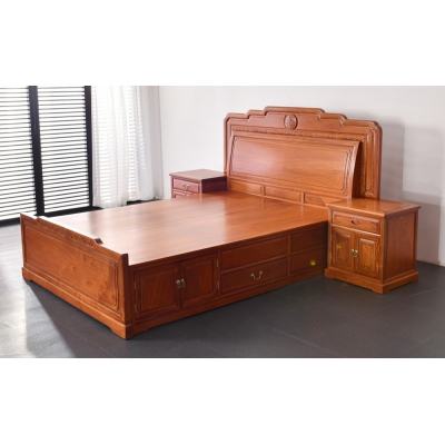 L0303 1.5M万事如意大床 缅甸花梨