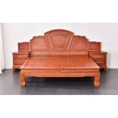 L2103 素面扇形大床 缅甸花梨