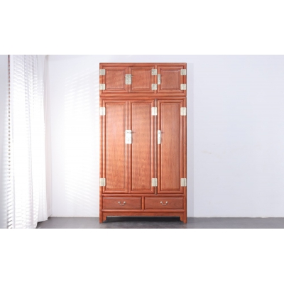 M1703 素面三门顶箱衣柜 缅甸花梨