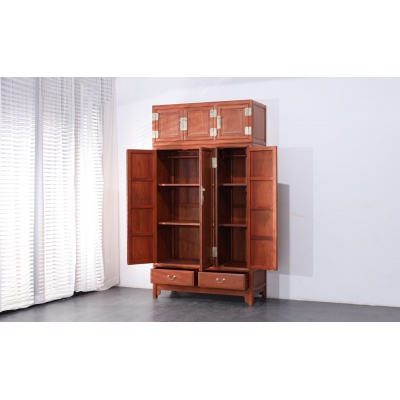 M1703 素面三门顶箱衣柜 缅甸花梨