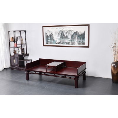 N0415 圆腿罗汉床 染料紫檀