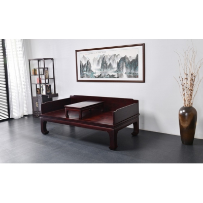 N1215-明式马蹄三围罗汉床-染料紫檀