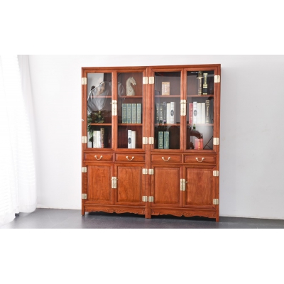 J1603 二抽四门书柜 缅甸花梨