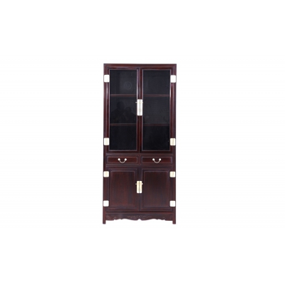 J1615 二抽对开门玻璃书柜 染料紫檀