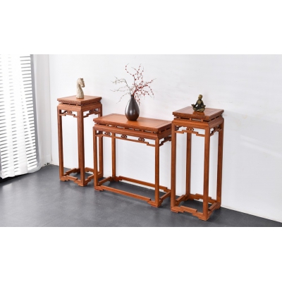 F1603 雕花条桌 缅甸花梨