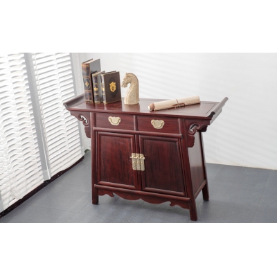 G1215 翘头二抽二门玄关柜 染料紫檀