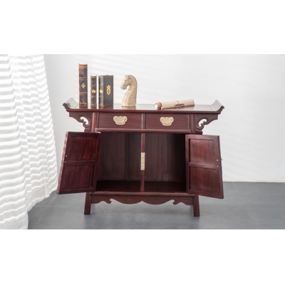 G1215 翘头二抽二门玄关柜 染料紫檀