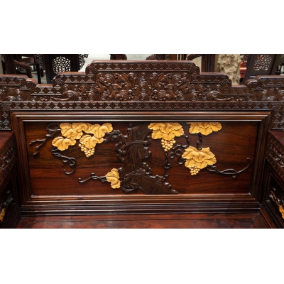 A0701-11 镶黄杨葡萄沙发 交趾黄檀