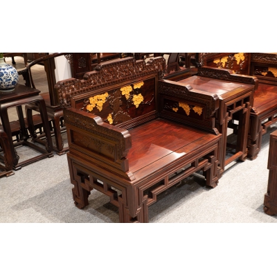 A0701-11 镶黄杨葡萄沙发 交趾黄檀