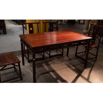 E2401 明式餐桌带椅 交趾黄檀