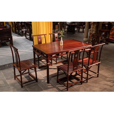 E2401 明式餐桌带椅 交趾黄檀