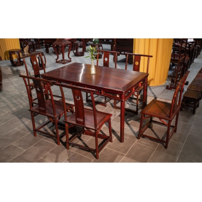 E2401 明式餐桌带椅 交趾黄檀