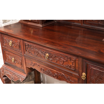 ML0801 弯腿雕花梳妆台带凳 交趾黄檀