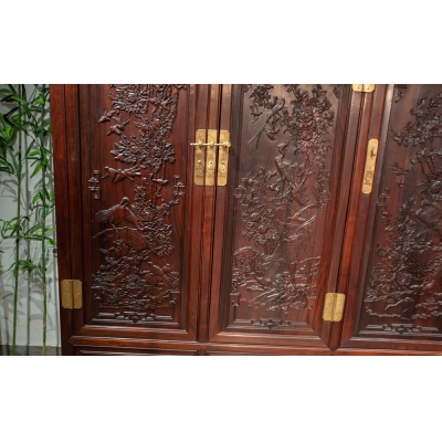 MM0401 三门雕花顶箱柜 交趾黄檀