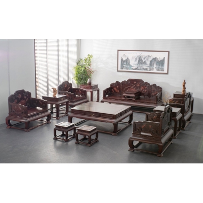 FA0215 乾隆宝座沙发 染料紫檀